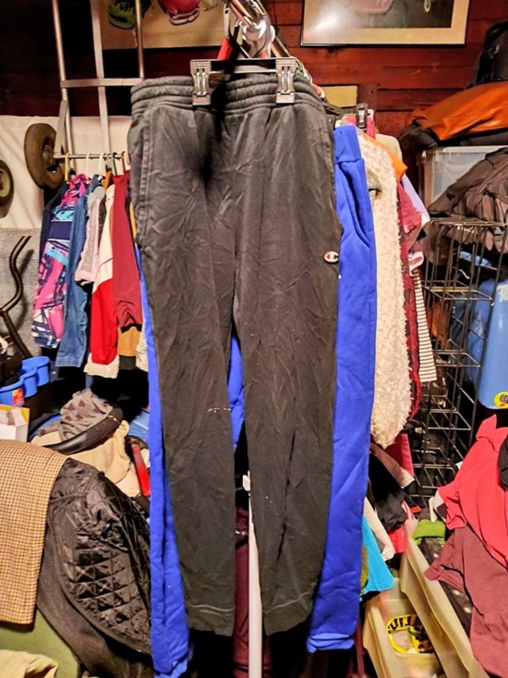 Champion Powerblend Fleece Joggers in Black & Blue